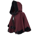 DEVIL FASHION Women's Gothic Floral Embroidered Splice Cape with Hood Red