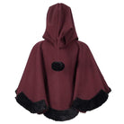 DEVIL FASHION Women's Gothic Floral Embroidered Splice Cape with Hood Red