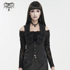DEVIL FASHION Women's Gothic Floral Embroidered Swallow-tailed Vest