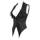 DEVIL FASHION Women's Gothic Floral Embroidered Swallow-tailed Vest
