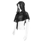 DEVIL FASHION Women's Gothic Floral Mesh Cape with Hood