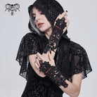 DEVIL FASHION Women's Gothic Floral Sheer Gloves