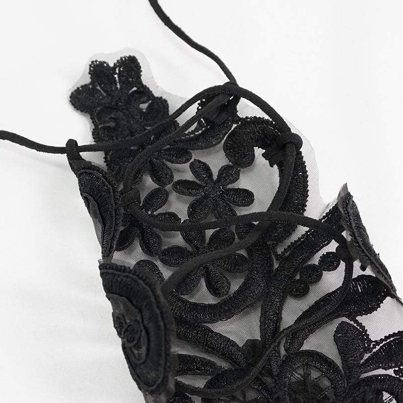 DEVIL FASHION Women's Gothic Floral Sheer Gloves