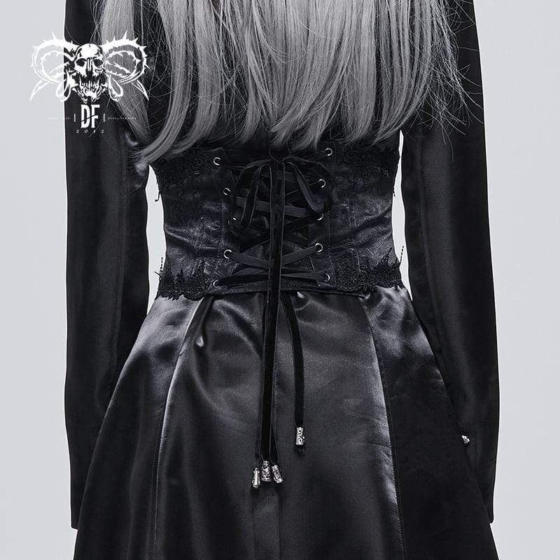 DEVIL FASHION Women's Gothic Floral Strappy Underbust Corset