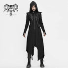 DEVIL FASHION Women's Gothic Front Zip Long Jackets With Hood