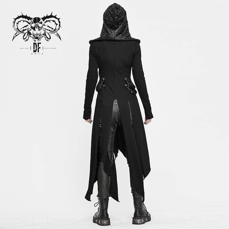 DEVIL FASHION Women's Gothic Front Zip Long Jackets With Hood