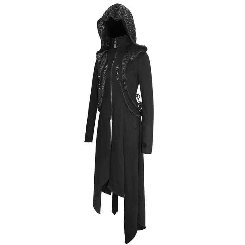 DEVIL FASHION Women's Gothic Front Zip Long Jackets With Hood