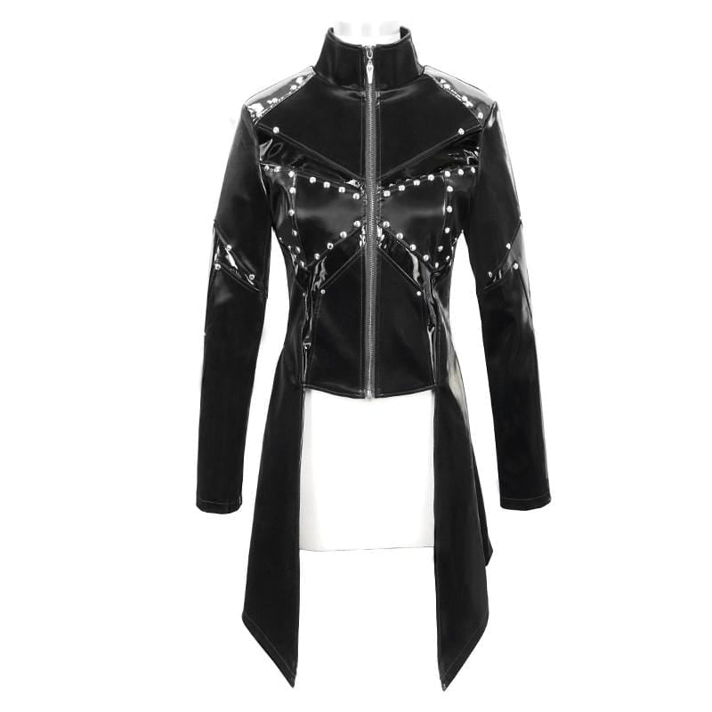 Women's Gothic Front Zip Long Jackets With Rivets