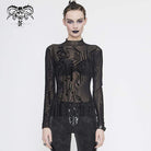 Women's Gothic Full Sleeves High Neck Sheer Lace Tops