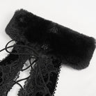 DEVIL FASHION Women's Gothic Halterneck Fluffy Splice Velvet Dress