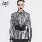 Women's Gothic Hoop Black PU Leather Wide Waist Belt