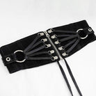 Women's Gothic Hoop Black PU Leather Wide Waist Belt