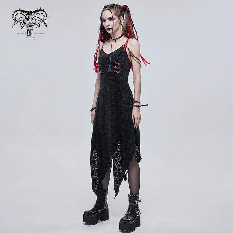 Women's Gothic Irregular Chained Slip Dress