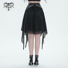 DEVIL FASHION Women's Gothic Irregular Mesh Skirt with Chain