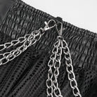 DEVIL FASHION Women's Gothic Irregular Mesh Skirt with Chain