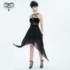 DEVIL FASHION Women's Gothic Irregular Mesh Splice Velvet Slip Dress