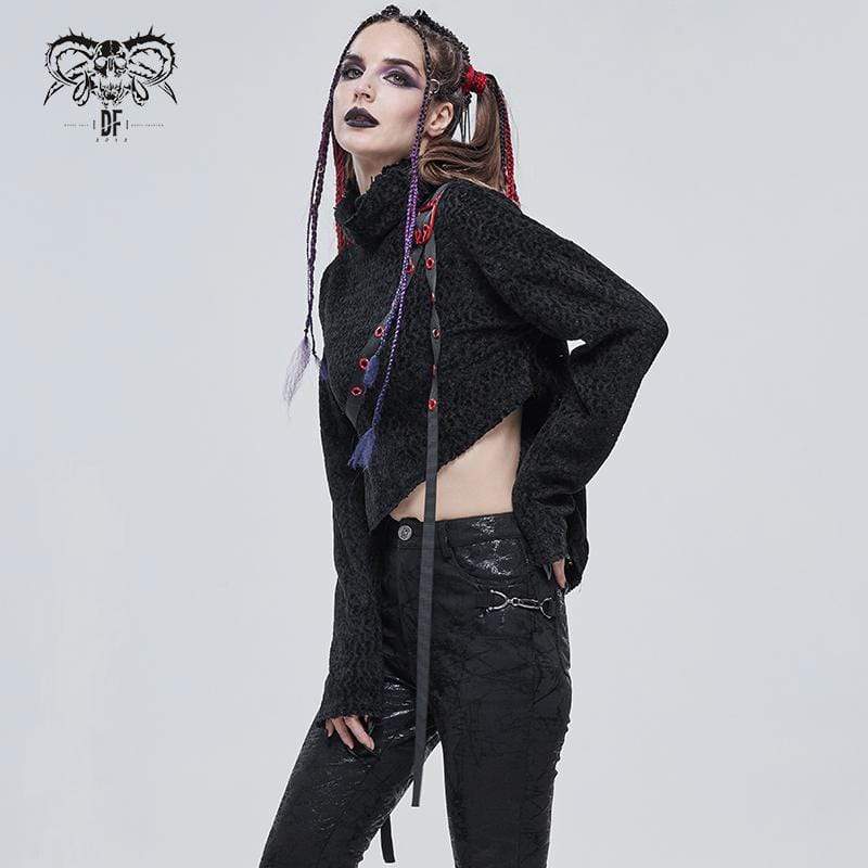 Women's Gothic Irregular Turtleneck Crop Top