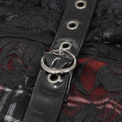 Women's Gothic Lace Overlay Scottish Check Short Puffed Sleeve Tops