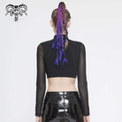 Women's Gothic Lace Overlay Scottish Check Short Puffed Sleeve Tops