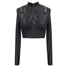 Women's Gothic Lace Overlay Scottish Check Short Puffed Sleeve Tops