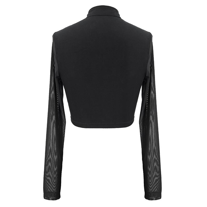 Women's Gothic Lace Overlay Scottish Check Short Puffed Sleeve Tops