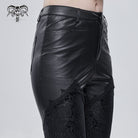 DEVIL FASHION Women's Gothic Lace Splice Faux Leather Leggings