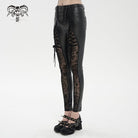 DEVIL FASHION Women's Gothic Lace Splice Faux Leather Leggings