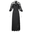 DEVIL FASHION Women's Gothic Lace Splice Split Dress