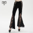 DEVIL FASHION Women's Gothic Lace Splice Velvet Flared Pants