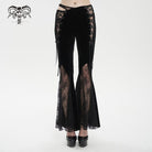 DEVIL FASHION Women's Gothic Lace Splice Velvet Flared Pants
