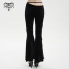 DEVIL FASHION Women's Gothic Lace Splice Velvet Flared Pants