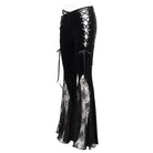 DEVIL FASHION Women's Gothic Lace Splice Velvet Flared Pants