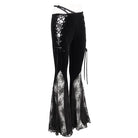 DEVIL FASHION Women's Gothic Lace Splice Velvet Flared Pants