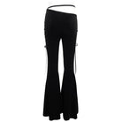 DEVIL FASHION Women's Gothic Lace Splice Velvet Flared Pants
