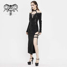 DEVIL FASHION Women's Gothic Lace-up Fitted Irregular Halter Dresses