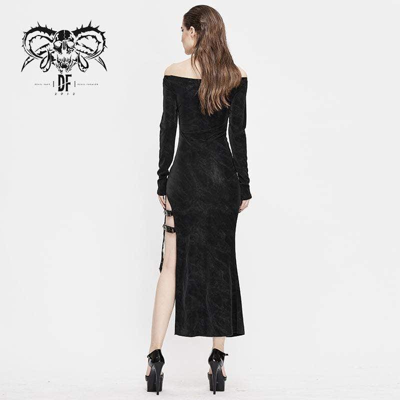 DEVIL FASHION Women's Gothic Lace-up Fitted Irregular Halter Dresses