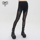 DEVIL FASHION Women's Gothic Mesh Splice Chain Leggings