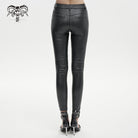 DEVIL FASHION Women's Gothic Mesh Splice Faux Leather Leggings