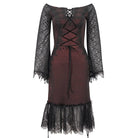 DEVIL FASHION Women's Gothic Off Shoulder Lace Splice Dress