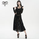 DEVIL FASHION Women's Gothic Off Shoulder Ruffled Sheer Dress
