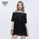 DEVIL FASHION Women's Gothic Off Shoulder Totem Printed Dress