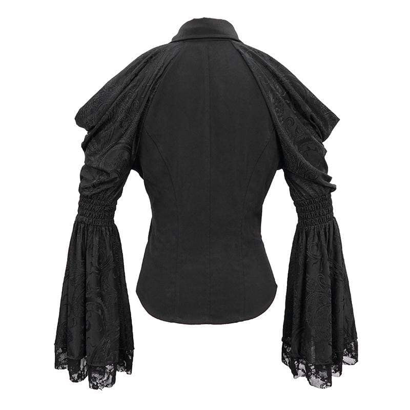 Women's Gothic Off-shoulder V-neck Flare Sleeve Shirts