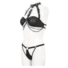 DEVIL FASHION Women's Gothic Patent Leather Splice Bustier with Lingerie