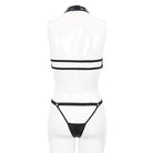 DEVIL FASHION Women's Gothic Patent Leather Splice Bustier with Lingerie