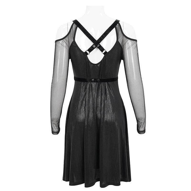 Women's Gothic Plunging Off Shoulder Splice Dress