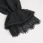 DEVIL FASHION Women's Gothic Plunging Ruffled Sheer Shirt Black