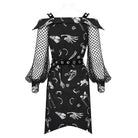 Women's Gothic Puff Sleeved Buckles Irregular Dress