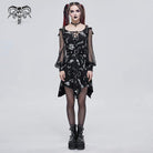 Women's Gothic Puff Sleeved Buckles Irregular Dress