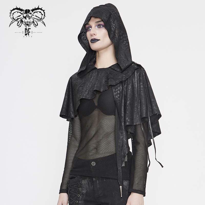 Women's Gothic Punk Asymmetrical Short Hooded Cape