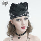 DEVIL FASHION Women's Gothic Ripped Hat with Chain